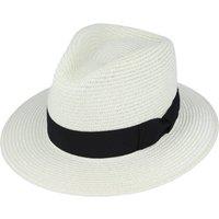 JTAPHRIQUE Men's Summer Paper Straw Fedora Hat in Cream | Size: Small