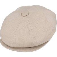 JTAPHRIQUE Men's Summer Linen 8 Panel Newsboy Gatsby Cap in Beige | Size: XL