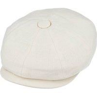 JTAPHRIQUE Men's Summer Linen 8 Panel Newsboy Gatsby Cap in Cream | Size: Large