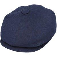 JTAPHRIQUE Men's Summer Linen 8 Panel Newsboy Gatsby Cap in Navy | Size: XL