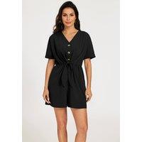 FS Collection Women's Button Down Playsuit in Black | Size: XL