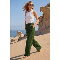 Roman Women's Crepe Elasticated Waist Trouser in Khaki | Size: 12