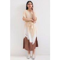 Big Dart Women's Gradient Midi Dress with Bow in Cream | Size: Small