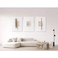 Mafett Set of 3 Neutral Abstract Canvas Wall Art Minimalist Prints in White | Size: W18 x H24