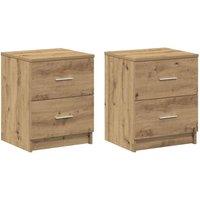 Berkfield Home Bedside Cabinets 2 pcs with 2 Drawers Artisan Oak 40x36x50 cm in Brown | Size: 40 x 36 x 50 cm