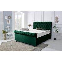 Furniture 786 Berline Plush Velvet Upholstered Single 3feet Bed in Green
