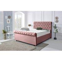 Furniture 786 Berline Plush Velvet Upholstered King 5feet Bed in Pink