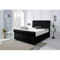 Furniture 786 Berline Chenille Fabric Upholstered Double 4.6feet Bed in Black