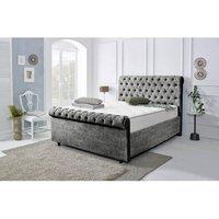 Furniture 786 Berline Chenille Fabric Upholstered Double 4.6feet Bed in Silver