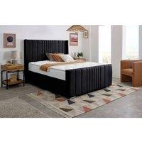 Furniture 786 Cambridge Plush Velvet Upholstered King 5feet Bed in Black