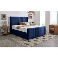 Furniture 786 Cambridge Plush Velvet Upholstered King 5feet Bed in Blue