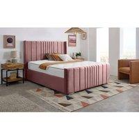 Furniture 786 Cambridge Plush Velvet Upholstered King 5feet Bed in Pink