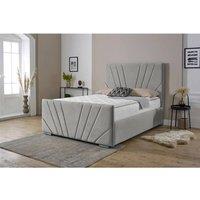 Furniture 786 Fiji Sunrise Plush Velvet Upholstered Double 4.6Feet Bed in Silver