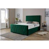 Furniture 786 Fiji Sunrise Plush Velvet Upholstered Double 4.6Feet Bed in Green