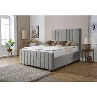 Furniture 786 Lisbon Plush Velvet Upholstered Single 3Feet Bed in Silver