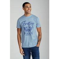 Firetrap Men's Regular Fit Cotton Graphic Crew T-Shirt in Light Blue | Size: Large