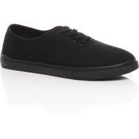 AJVANI Men's Flat Heel Lace Up Canvas Pumps Jersey Plimsolls in Black | Size: 7