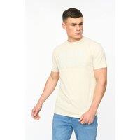 Crosshatch Men's Transflate Crew Neck Cotton T-Shirt with Puff Print Logo in Light Beige | Size: Large