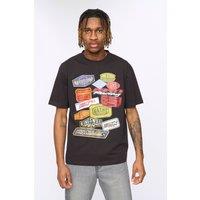 Kings Will Dream Men's Race Badges 100% Heavyweight Cotton Oversized Graphic T-Shirt in Black | Size: Large