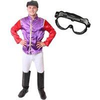 I Love Fancy Dress Men's Purple & Red Jockey Costume | Size: XL