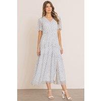 Klass. Women's Spotty Short Sleeve Maxi Dress in Cream | Size: 10