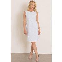 Anna Rose Women's Broderie Anglaise Cotton Shift Dress in White | Size: 20