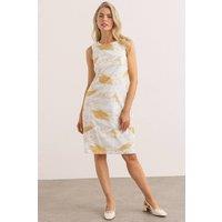 Klass. Women's Embroidered Cotton Shift Dress in Ecru | Size: 20