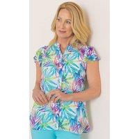 Anna Rose Women's Leaf Print Short Sleeve Blouse in White | Size: 18
