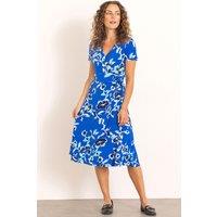 Anna Rose Women's Printed Short Sleeve Dress in Blue | Size: 20
