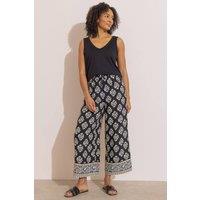Klass. Women's Printed Wide Leg Trousers in Black | Size: 16