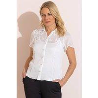 Anna Rose Women's Butterfly Embellished Blouse with Cami in Ivory | Size: 18