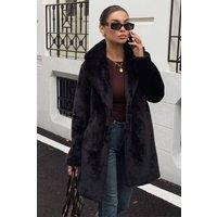 OUTTA BOX Women's Black Faux Fur Mid-Length Coat | Size: Medium