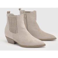 Oasis Women's Debbie Faux Suede Covered Gusset Western Ankle Boots in Beige | Size: 5