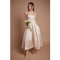 Coast Women's Cross Neck Twill Bridesmaid Dress in Champagne | Size: 16