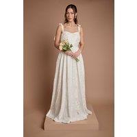 Coast Women's Sleeveless Tie Shoulder Jacquard Maxi Wedding Dress in Ivory | Size: 16