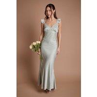 Coast Women's Lace Trim Cami Button Bridesmaid Maxi Dress in Sage | Size: 14