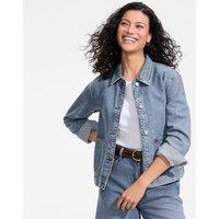Lands' End Women's Linen Blend Jeans Jacket in Baby Blue | Size: 16