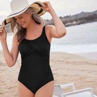 Lands' End Women's Carmela Slender Swimsuit in Black | Size: 16