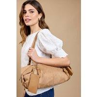 Little Mistress Women's Camel Faux Suede Shoulder Bag in Brown