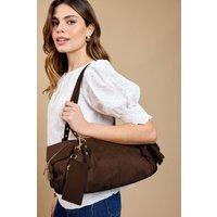 Little Mistress Women's Chocolate Faux Suede Shoulder Bag in Brown