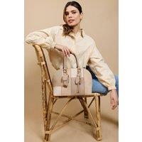 Little Mistress Women's Beige Faux Leather & Suede Patchwork Midi Tote