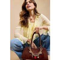Little Mistress Women's Chocolate Faux Suede Shoulder Bag in Brown
