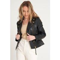Barneys Originals Women's Real Leather Biker Jacket in Black | Size: 6