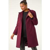 Roman Women's Tailored Funnel Neck Pocket Detail Coat in Dark Red | Size: 18