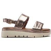 Moda In Pelle Women's 'Netty' Leather Flatform Sandals in Metallic Silver | Size: 6