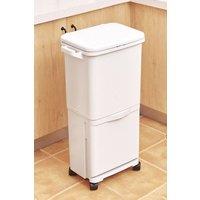 Living and Home 38L Rubbish Bin Dustbin Compartments Removable Pedal Recycling Waste Trash Can Kitchen with Hooks Wheels in White