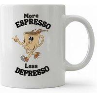 Dyzi More Espresso Less Despresso Quote Ceramic Mug White