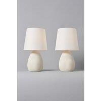 BHS Lighting Freya 2 Pack Ceramic Table Lamps in Cream