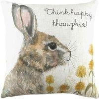 Evans Lichfield Woodland Hare Happy Thoughts Hand-Painted Printed Cushion | Size: 43 cm x 43 cm