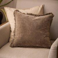 Yard Bertie 100% Cotton Velvet Cushion in Chocolate | Size: 45 cm x 45 cm